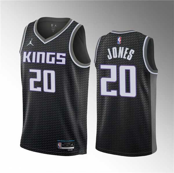 Men%27s Sacramento Kings #20 Colby Jones Black 2023 Draft Statement Edition Stitched Jersey Dzhi